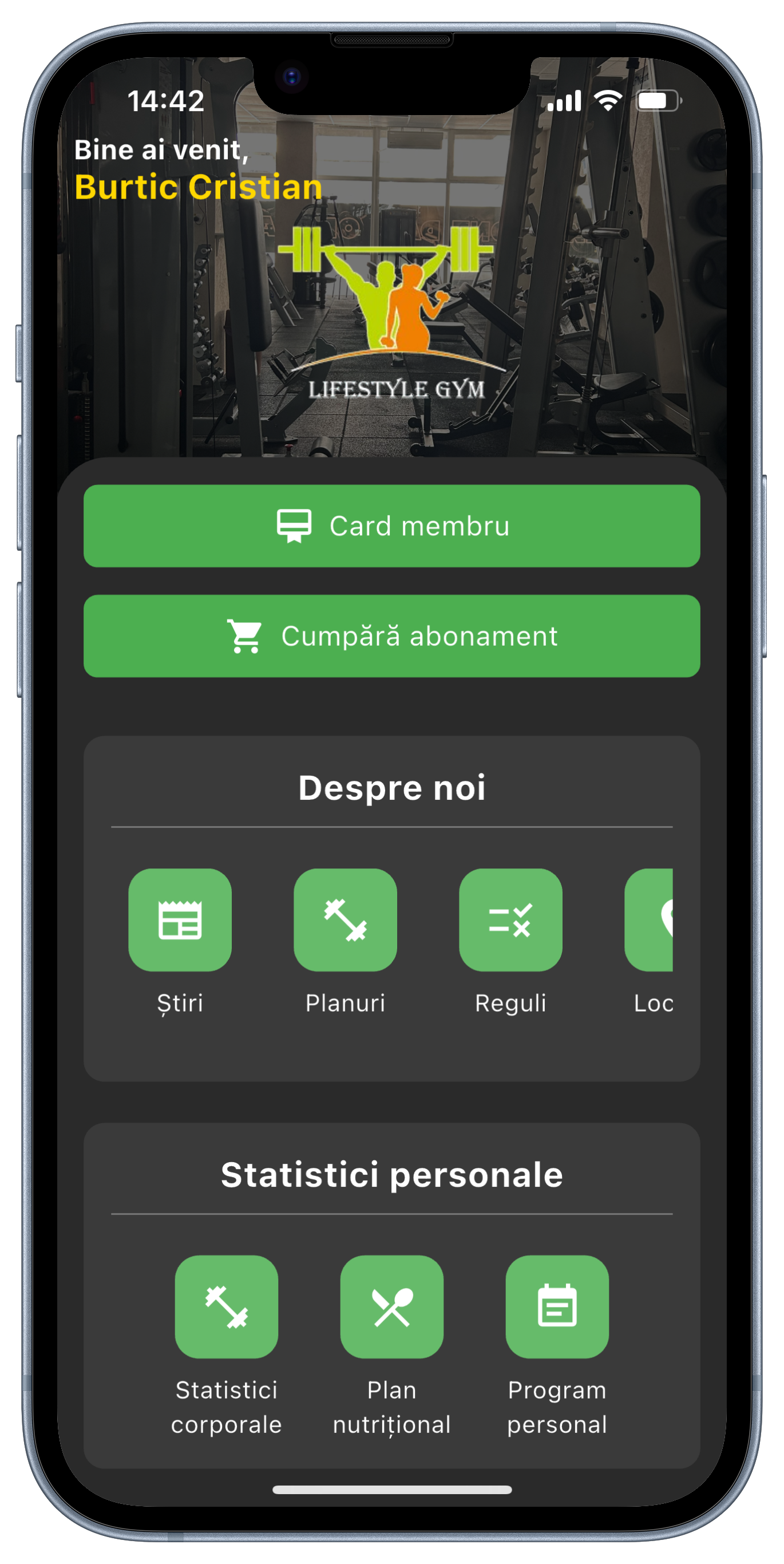 Aplicația LifeStyle Gym